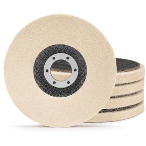 4.5" x 7/8" Wool Buffing Polishing Wheel for Angle Grinder, Wool Flap Disc + Wool Flat Wheel, 6 Pack