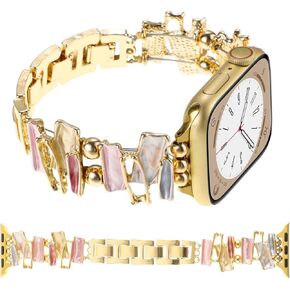 WONMILLE Boho Beaded Bracelet Compatible with Apple Watch Band 41/40/38/42/44/45/49mm Women, Handmade Pearl Colorful Beades Elegant Vintage Strap for iWatch Series 9 8 7 6 5 4 3 2 1 SE/Ultra
