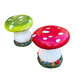 Mushroom Stool Home Shoe Stool Kid's Room Decor Outdoor Garden Simulation Large Mushroom Chair Garden Decor Courtyard Park Lawn Art Sculpture Decoration (RED)