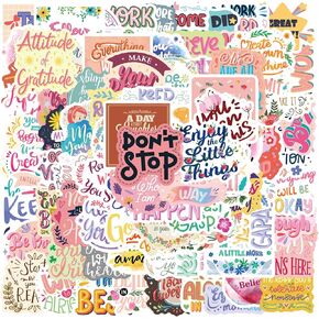 100 Pieces Cute Motivational Stickers for Laptop Water Bottle,Funny Inspirational Vinyl Stickers for Luggage Scrapbook Phone Skateboard, Cartoon Positive Quotes Decals for Teens Adults