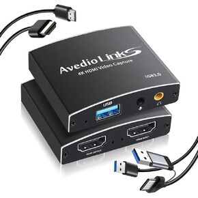 Capture Card, avedio links Audio Video Capture Card, USB C/A 3.0 Video Capture Card 4K@60Hz HDMI Loop-Out, 1080P 60FPS Game Capture Card for Streaming Works for Nintendo Switch/PS5/PC/Camera, Blue