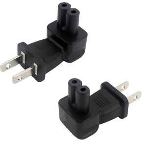RIIEYOCA American Standard 2-Pin Plug to C7 Right Angle AC Power Adapter for Printers, TVs, LED Lights, Speakers, Monitors and many other devices. (2pack) in Saudi Arabia