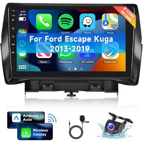 [8 CORE 4G+64G] for Ford Escape Kuga 2013 2014 2015 2016 2017 2018 2019 with Wireless Carplay/Android Auto, 9 Inch Android 13 Touch Screen Car Radio,GPS, WiFi, Bluetooth, SWC, DSP+ Backup Camera
