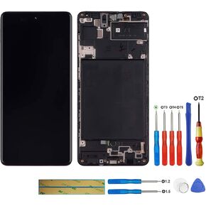 AMOLED Compatible with Samsung Galaxy A71 SM-A715 (Black) LCD Display Touch Screen Display + Tools