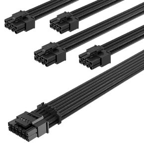 600W PCIe 5.0 /12VHPWR PSU Cable,16Pin(12+4) Connector for RTX 3090 Ti 4070Ti 4080 4090 PCIe 5.0 GPU, 4x8pin(4+4) CPU Connectors Only for Corsair/Great Wall/Thermaltake PSU(Black-70CM)