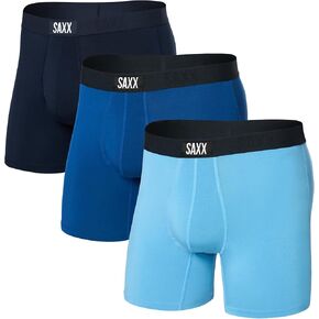 SAXX Underwear Co. Men's Ultra Super Soft Boxer Brief Fly 3Pk, Navy/City Blue/Heritage, Large