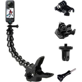 Jaws Flex Clamp Mount with Adjustable Gooseneck Compatible with GoPro Hero 12, Insta360 ONE X3 GO 3 and DJI Osmo Action 4 Cameras