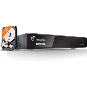 TIGERSECU Super HD 1080P 4-Channel Hybrid 5-in-1 DVR Security Recorder with 1TB Hard Drive, for Up to 5MP(12.5fps) TVI/AHD/CVI/Analog and IP Cameras (Cameras Not Included) (Renewed)
