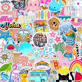 120 PCS Ocean Themed Stickers for Laptops, Water Bottle, Phone, Cups, Mugs, Hydro Stanley Cute Aesthetic Beach Preppy Sticker Pack for Girls (120)