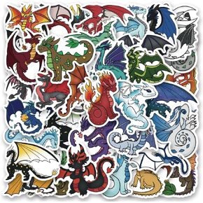 52 Pcs Cute Dragon Stickers for Laptop Water Bottle Bumper Luggage Computer Skateboard Snowboard, Gifts for Kids Girls Teens Boys Women Men