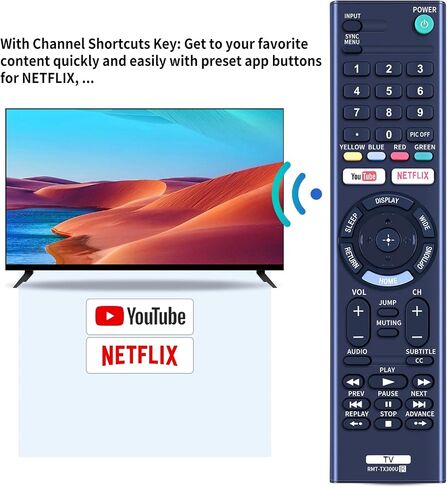 RMT-TX300U Replace Remote Applicable for Sony TV KD-55X720E KD-49X720E KD-43X720E KD-49X700E KD-43X700E KD-55X700E KD-60X690E KD-70X690E KD-65X730F KD-50X690E XBR-49X800E XBR-55X800E XBR-43X800E in Saudi Arabia