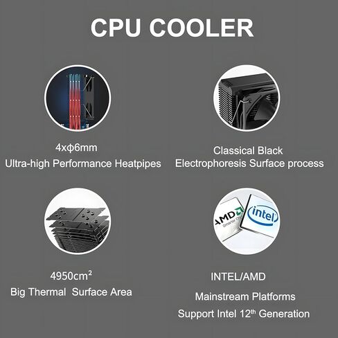 مبرد هواء وحدة المعالجة المركزية PCCOOLER Paladin EX400 Premium، مروحة PWM 130 مم، مبرد وحدة المعالجة المركزية 180W TDP، طبقة حماية مضادة للأكسدة مطلية بالنيكل لـ AMD AM4 AM5 وIntel LGA 1700/1200/115X (Paladin EX400) in Kuwait