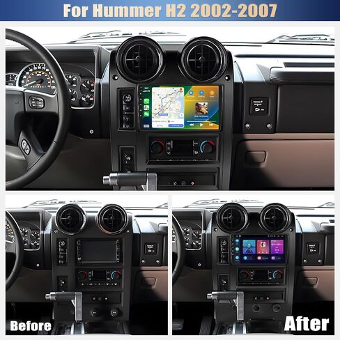 [2+64G] ستيريو سيارة Android 13 لسيارة Hummer H2 2002-2007 مع Carplay اللاسلكي وAndroid Auto، راديو سيارة بشاشة تعمل باللمس 9 بوصة مع وصلة مرآة GPS واي فاي بلوتوث FM/RDS راديو SWC EQ HiFi+كاميرا احتياطية in Saudi Arabia