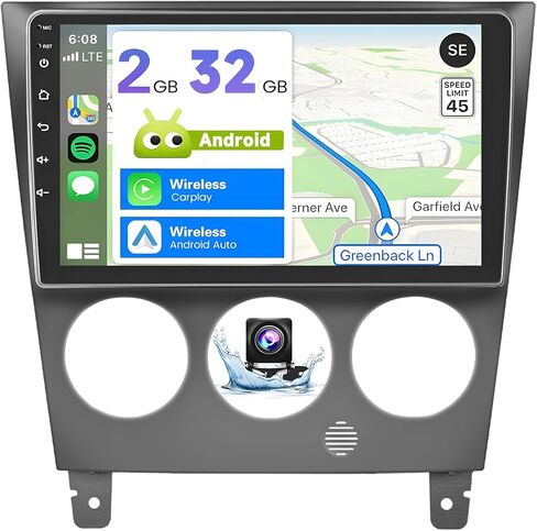 2G+32G Inefala لـ Subaru Impreza WRX STI 2003-2006 Android 13 مجموعة ستيريو مع Carplay اللاسلكي وAndroid Auto، راديو بشاشة لمس عالية الدقة 9 بوصة مع GPS WiFi BT EQ 28UI USB Mic كاميرا احتياطية in Kuwait