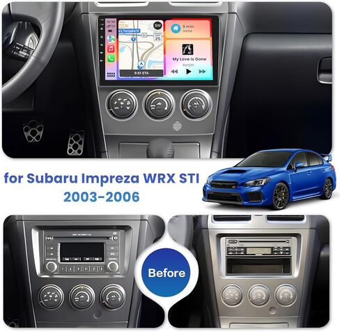 2G+32G Inefala لـ Subaru Impreza WRX STI 2003-2006 Android 13 مجموعة ستيريو مع Carplay اللاسلكي وAndroid Auto، راديو بشاشة لمس عالية الدقة 9 بوصة مع GPS WiFi BT EQ 28UI USB Mic كاميرا احتياطية in Kuwait