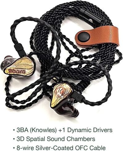 Soara IEM من Kontinum - شاشات داخل الأذن ممتازة لعشاق الموسيقى والموسيقيين، 3BA(Knowles) +1 برامج تشغيل ديناميكية، غرف مطبوعة ثلاثية الأبعاد، كابلين قابلين للفصل (3.5 مم و4.4 مم) بدون ميكروفون in Saudi Arabia