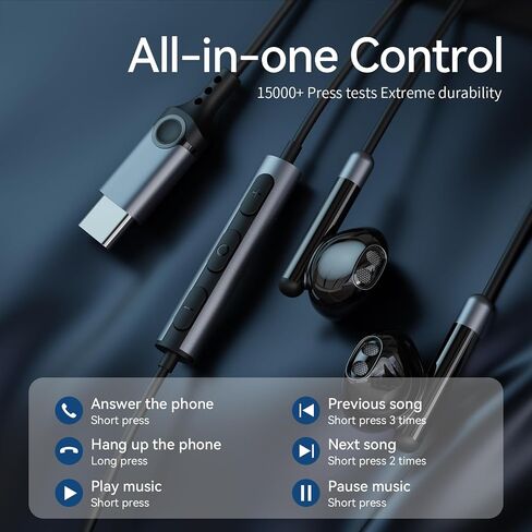 سماعات أذن USB C لهاتف Samsung Galaxy S23 Ultra S22 S21 FE S20 A53 A54 من النوع C مع ميكروفون وتحكم في مستوى الصوت، سماعات أذن داخل الأذن سلكية لهاتف iPhone 16 وiPad Pro 2022 iPad Air 5 وPixel 7 in Saudi Arabia