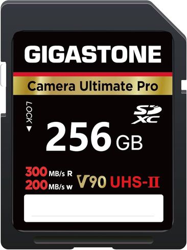 بطاقة ذاكرة GIGASTONE سعة 128 جيجابايت UHS-II V90 U3 SDXC عالية السرعة للقراءة تصل إلى 300 ميجابايت/ثانية 4K Ultra HD UHD فيديو لكاميرا DSLR Canon Nikon Sony Pentax Kodak Olympus Panasonic الرقمية، مع حقيبة صغيرة واحدة in Saudi Arabia