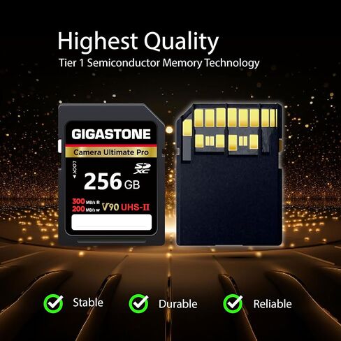 بطاقة ذاكرة GIGASTONE سعة 128 جيجابايت UHS-II V90 U3 SDXC عالية السرعة للقراءة تصل إلى 300 ميجابايت/ثانية 4K Ultra HD UHD فيديو لكاميرا DSLR Canon Nikon Sony Pentax Kodak Olympus Panasonic الرقمية، مع حقيبة صغيرة واحدة in Saudi Arabia
