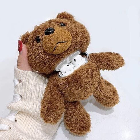 Guppy for AirPods Pro Case Girls 3D Cartoon Cute Teddy Bear Doll Plush Fluffy Warm Carrying Case Soft Protective AirPod Pro Case Cover Accessories for Airpods Pro 2019 in Kuwait