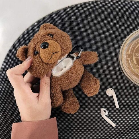 Guppy for AirPods Pro Case Girls 3D Cartoon Cute Teddy Bear Doll Plush Fluffy Warm Carrying Case Soft Protective AirPod Pro Case Cover Accessories for Airpods Pro 2019 in Kuwait