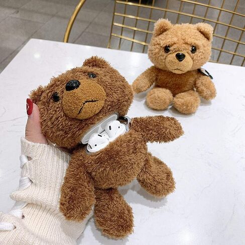 Guppy for AirPods Pro Case Girls 3D Cartoon Cute Teddy Bear Doll Plush Fluffy Warm Carrying Case Soft Protective AirPod Pro Case Cover Accessories for Airpods Pro 2019 in Kuwait