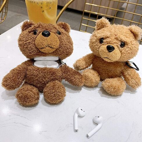 Guppy for AirPods Pro Case Girls 3D Cartoon Cute Teddy Bear Doll Plush Fluffy Warm Carrying Case Soft Protective AirPod Pro Case Cover Accessories for Airpods Pro 2019 in Kuwait