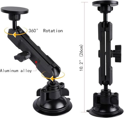 حامل هاتف مغناطيسي فائق مع ذراع طويل بمقبس مزدوج لسلسلة MagSafe iPhone 15 14 13 12، حامل هاتف للسيارة مزود بكأس شفط يدور 360 درجة للزجاج الأمامي للسيارة in Kuwait