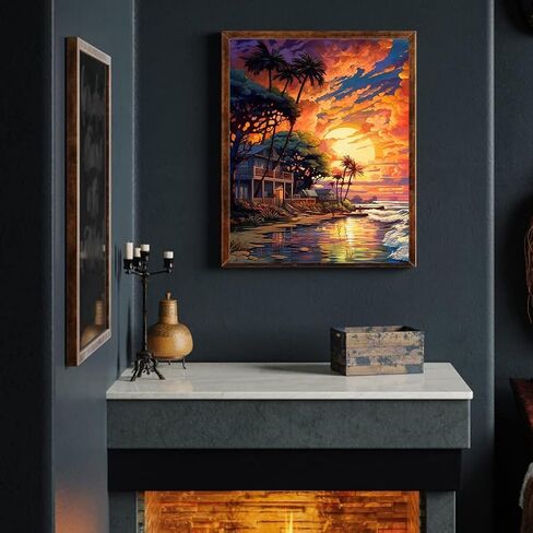 Beach Paint by Number for Adults-Sunset Paint by Numbers for Adults Beginner,Landscape Paint by Numbers for Gift Home Wall Decor(Beach,16x20 inch) in Kuwait