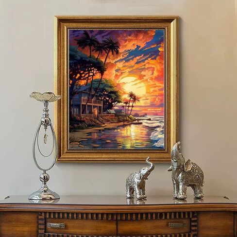 Beach Paint by Number for Adults-Sunset Paint by Numbers for Adults Beginner,Landscape Paint by Numbers for Gift Home Wall Decor(Beach,16x20 inch) in Kuwait