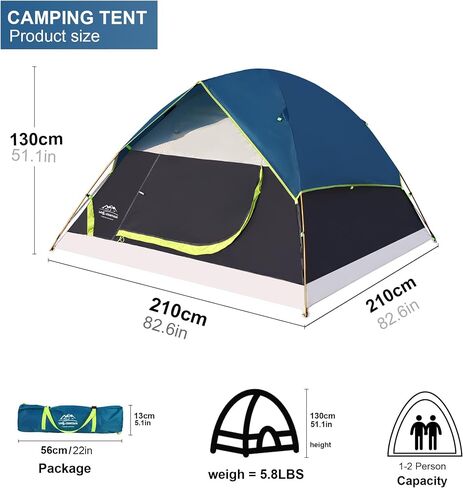 Camping Tent 1/2/3/4 Person,Portable Windproof Dome Tent,Lightweight Waterproof Family Hiking Tent w/Removable Rain Fly for Adults Kids Backpacking,Easy Setup for Camp Outdoor in Saudi Arabia