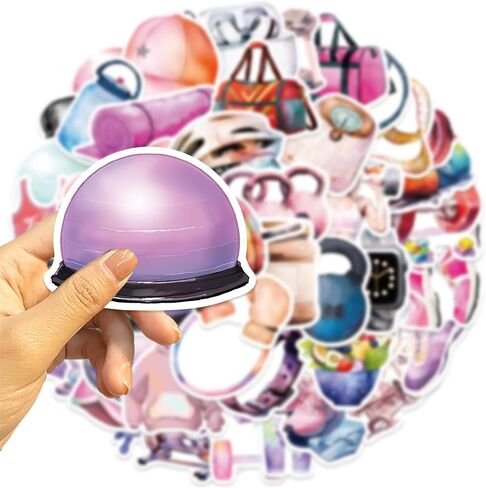 Cartoon Workout Sticker for Kid Pack of 50 Fitness Stickers Gym Decals for Girl Laptops Hydro Flasks Water Bottles Luggage Party Favors Stickers for Adult (Fitness) in Saudi Arabia