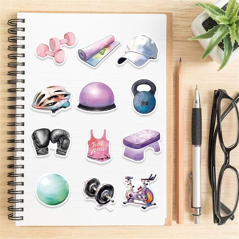 Cartoon Workout Sticker for Kid Pack of 50 Fitness Stickers Gym Decals for Girl Laptops Hydro Flasks Water Bottles Luggage Party Favors Stickers for Adult (Fitness) in Saudi Arabia