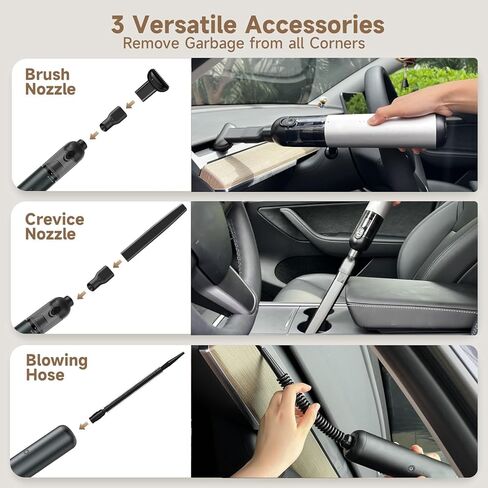 KIKIMO للمكنسة الكهربائية Tesla، مكنسة كهربائية صغيرة محمولة لاسلكية قابلة لإعادة الشحن، قوة عالية 120 فولت/18000 باسكال، مضخة نفخ هواء محمولة لتفريغ الغبار للسيارة والمنزل والحيوانات الأليفة in Kuwait