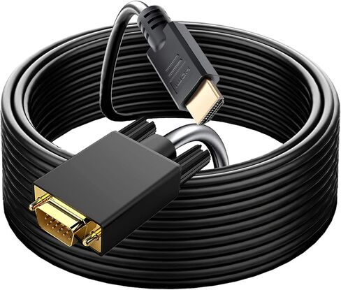 YOTETION HDMI to VGA 40Ft Cable with Audio, Directional HDMI (Source) to VGA (Display) Cable (Male to Male) Compatible for Computer, Desktop, Laptop, PC, Monitor, Projector, HDTV, Roku, Xbox in Kuwait