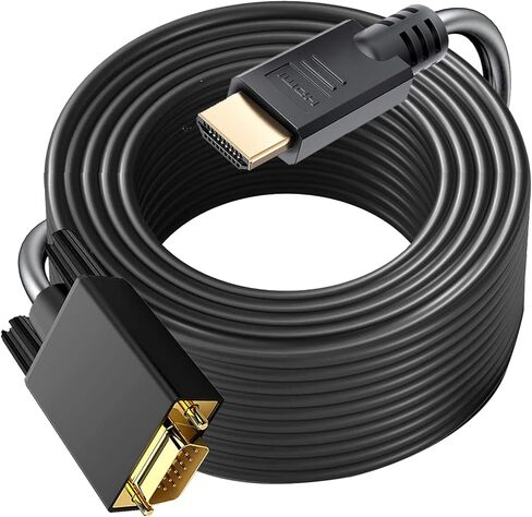 YOTETION HDMI to VGA 40Ft Cable with Audio, Directional HDMI (Source) to VGA (Display) Cable (Male to Male) Compatible for Computer, Desktop, Laptop, PC, Monitor, Projector, HDTV, Roku, Xbox in Kuwait