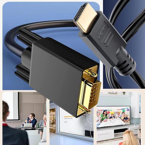 YOTETION HDMI to VGA 40Ft Cable with Audio, Directional HDMI (Source) to VGA (Display) Cable (Male to Male) Compatible for Computer, Desktop, Laptop, PC, Monitor, Projector, HDTV, Roku, Xbox in Kuwait