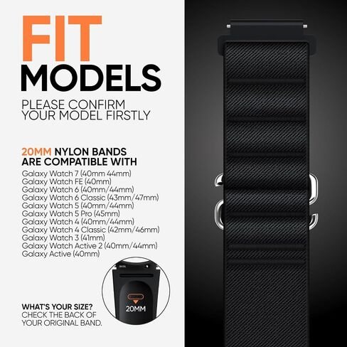 سوار رياضي من Suitisbest S-Hook متوافق مع Samsung Galaxy Watch 6 5 4 7 FE Band، Watch 6/4 Classic، Watch 5 Pro، حزام حلقة نايلون متين وقابل للتعديل لـ Galaxy Active1/Active2 in Saudi Arabia