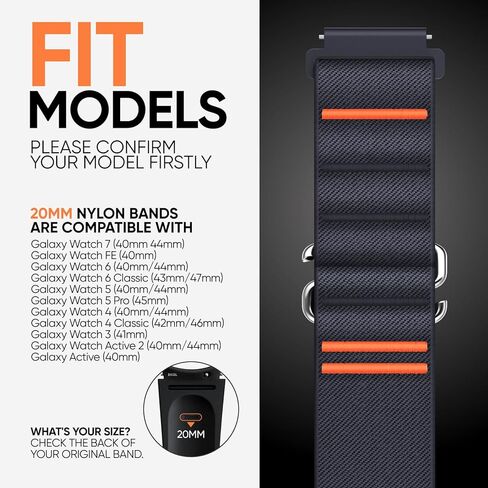 Suitisbest S-Hook Sport Band Compatible with Samsung Galaxy Watch 6 5 4 7 FE Band, Watch 6/4 Classic, Watch 5 Pro, Durable and Adjustable Nylon Loop Strap for Galaxy Active1/Active2 in Kuwait