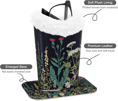 حامل النظارات، حافظة بنمط جلد البولي يوريثان مبطنة بالقطيفة مع قاعدة مغناطيسية، للجنسين للنساء والرجال، شجرة الألوان in Kuwait