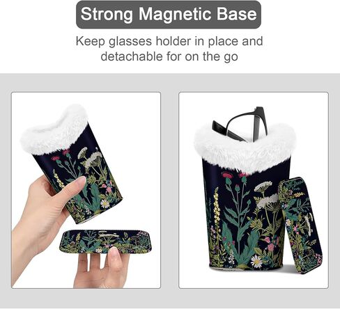 حامل النظارات، حافظة بنمط جلد البولي يوريثان مبطنة بالقطيفة مع قاعدة مغناطيسية، للجنسين للنساء والرجال، شجرة الألوان in Kuwait
