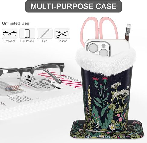 حامل النظارات، حافظة بنمط جلد البولي يوريثان مبطنة بالقطيفة مع قاعدة مغناطيسية، للجنسين للنساء والرجال، شجرة الألوان in Kuwait