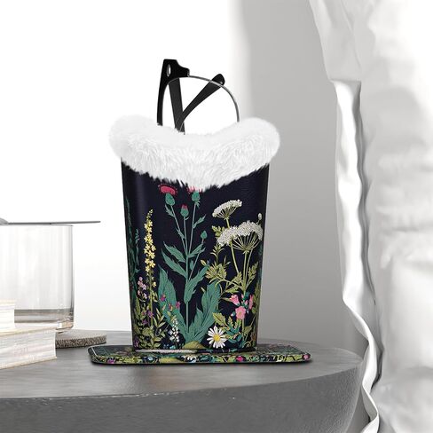 حامل النظارات، حافظة بنمط جلد البولي يوريثان مبطنة بالقطيفة مع قاعدة مغناطيسية، للجنسين للنساء والرجال، شجرة الألوان in Kuwait