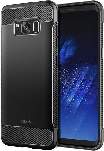 حافظة JETech رفيعة لهاتف Samsung Galaxy S8 Plus S8+، غطاء هاتف رفيع ممتص للصدمات وتصميم من ألياف الكربون (أسود) in Saudi Arabia