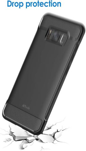 حافظة JETech رفيعة لهاتف Samsung Galaxy S8 Plus S8+، غطاء هاتف رفيع ممتص للصدمات وتصميم من ألياف الكربون (أسود) in Saudi Arabia
