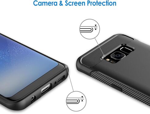 حافظة JETech رفيعة لهاتف Samsung Galaxy S8 Plus S8+، غطاء هاتف رفيع ممتص للصدمات وتصميم من ألياف الكربون (أسود) in Saudi Arabia