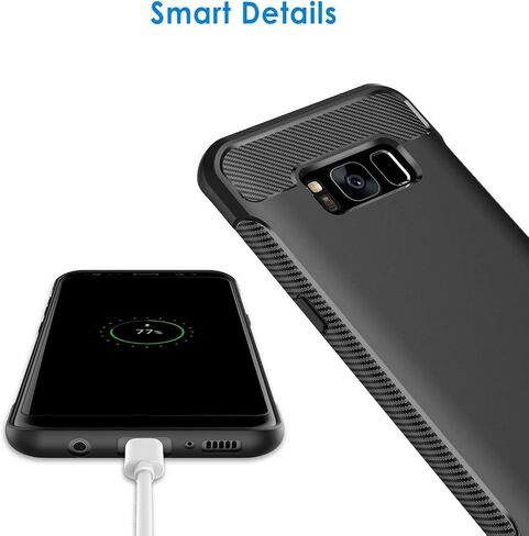 حافظة JETech رفيعة لهاتف Samsung Galaxy S8 Plus S8+، غطاء هاتف رفيع ممتص للصدمات وتصميم من ألياف الكربون (أسود) in Saudi Arabia
