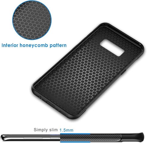 حافظة JETech رفيعة لهاتف Samsung Galaxy S8 Plus S8+، غطاء هاتف رفيع ممتص للصدمات وتصميم من ألياف الكربون (أسود) in Saudi Arabia
