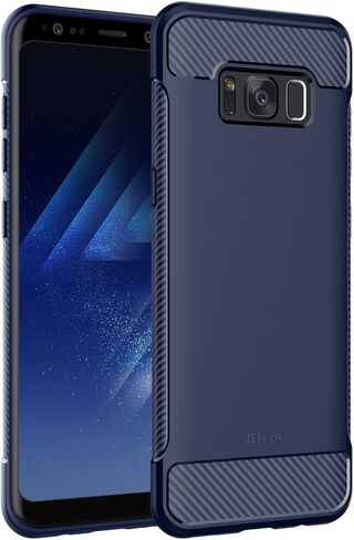 حافظة JETech رفيعة لهاتف Samsung Galaxy S8 Plus S8+، غطاء هاتف رفيع ممتص للصدمات وتصميم من ألياف الكربون (أسود) in Saudi Arabia