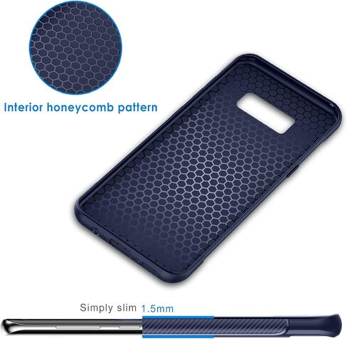 حافظة JETech رفيعة لهاتف Samsung Galaxy S8 Plus S8+، غطاء هاتف رفيع ممتص للصدمات وتصميم من ألياف الكربون (أسود) in Saudi Arabia